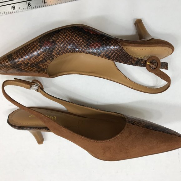 J.Renee’ Snake Print & Suede Fabric Low Heel Sling back - Picture 12 of 12